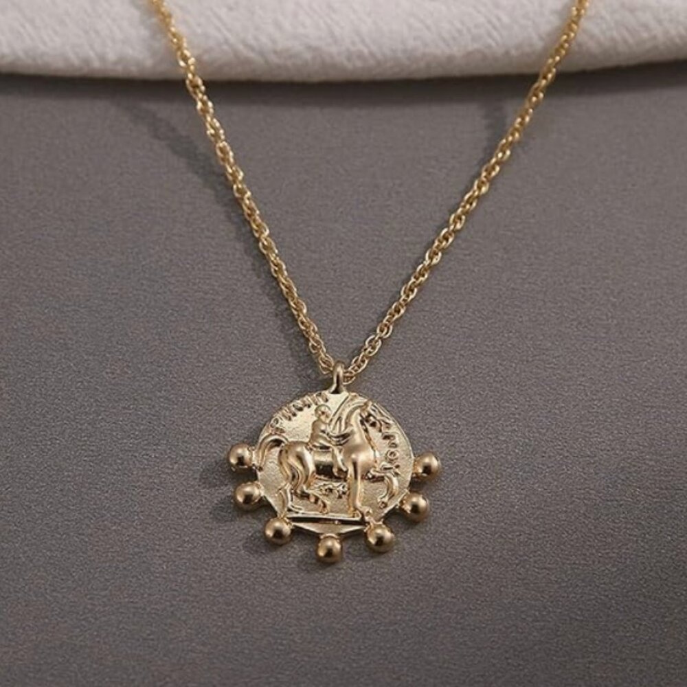New Vintage Inspired Gold Roman Coin Necklace